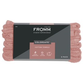 Fromm ColorSafe 100% Cotton Bleach Proof Salon Hair Towels, for Hairstylists, Barbers, Spa, Gym, Absorbent and Stain-Resistant Terracotta Towels for Drying Long, Curly, Wavy Hair,16" x 29",6 Pack