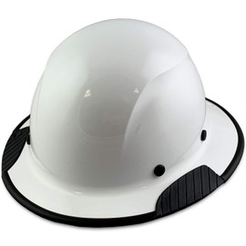DAX Fiberglass Composite Hard Hat with Hard Hat Tote- Full Brim, White with Protective Edging