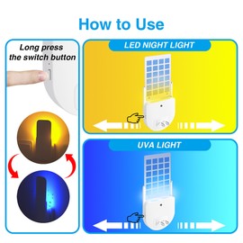 Flying Insect Trap Indoor Plug-in Bug Catcher Zapper Light with 1pc Sticky Pads Purple Night Light Mosquito Trap Fly Catcher for Home Office House Kitchen Captures Houseflies / Fruit Flies / Gnats