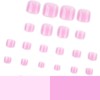 Ombre Press on Toenails Pink White Fake Nails Short Square