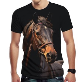 Snbidmk Vintage Horse Shirt Men Horseback Riding Horse Lover Summer Leisure T-Shirt,Multicolor,M