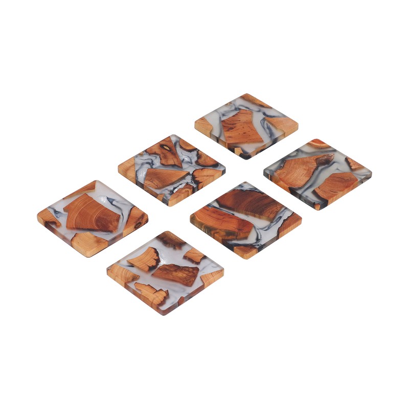 6Pcs Wood Coasters Innovative Insulation Cup Mat Pad Craft Works