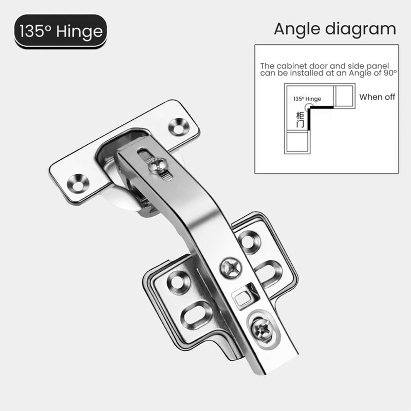 2pcs 135 Degree Kitchen Cupboard Hinges, Cabinet Hinges Soft, Folding