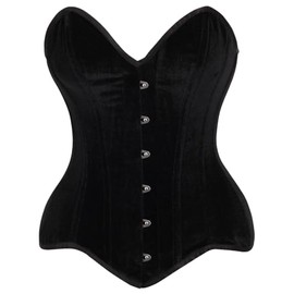 Top Drawer Black Velvet Steel Boned Overbust Corset (Small)