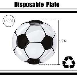 Football Party Paper Plates 7inch for Boys,16P Black White Football Soccer Paper Plates,Football Tableware Dinner Plates for Kids Sports Game,World Cup 2022,Football Birthday Party Decoration Supplies