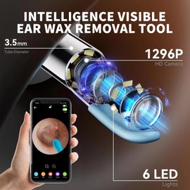 Ear Wax Removal Tool Camera, Wireless Ear Cleaner with 1080P Otoscope & LED Light, Visual Earwax Removal Kit with Soft Silicone Tips, Ear Camera for iOS & Android (Black)