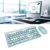 Wireless Keyboard and Mouse Retro Colorful Round Keycap 86 Keys