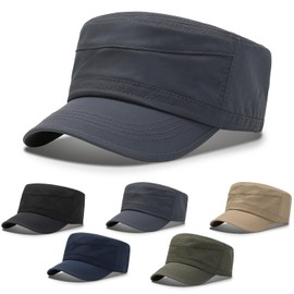 Dunluluoyin Men's Work Cap, Cap, Casual, UV Protection, Lightweight, Breathable, Quick Drying, Summer, Solid, Mountaineering, Fishing, Golf, Driving, Running, Outdoor Hat, Black, gray