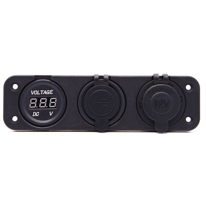 Cllena Triple Function Dual USB Charger + Green LED Voltmeter