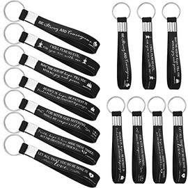 Inspirational Quote Keychains Bible Verse Sign Silicone Keychain Gift for Women Men(Black,21 Pcs)
