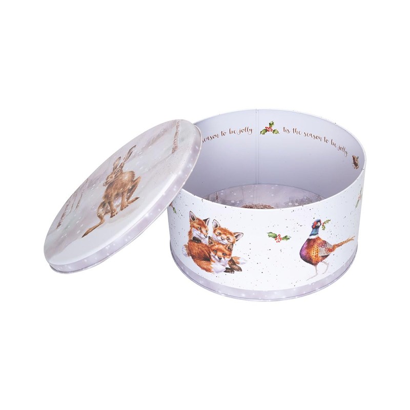 Wrendale Designs Winter Forest Animals Round Christmas Tin