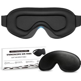 Antifaz para Dormir 3D, HAISHOP Bloqueo Oscuridad 360°, Mascara para Dormir con Cero Presión Ocular, Tela Transpirable, Correas Ajustables para Mujer y Hombre, Siestas y Viajes