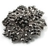Victorian Corsage Flower Brooch (Silver&Jet Black)