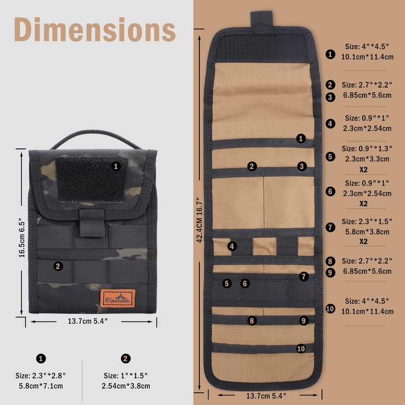 VIPERADE VE12 Folding EDC Organizer Pouch, Molle Tool Bag, Trifold