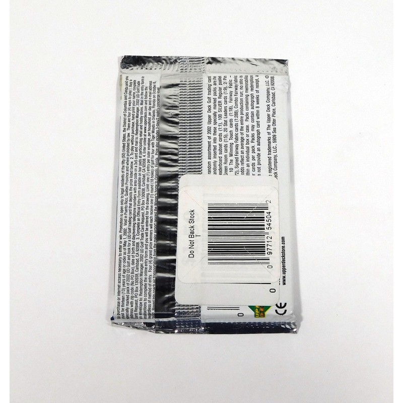 2002 Upper Deck Golf Trading Card Pack Sealed (5 Cards)