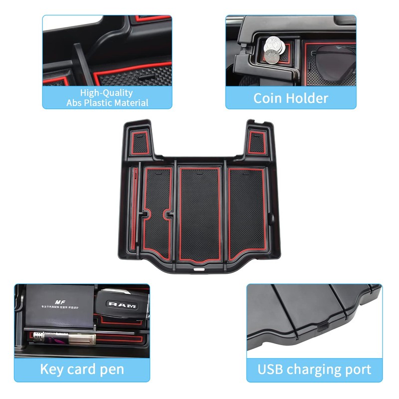 ROADGIVE Center Console Organizer Tray Fit for Dodge RAM 1500