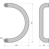 BASI U-shaped push handle, semi-circular, door fitting outside, stainless steel,