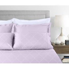 Threadmill King Size Cotton Pillow Cases Set of 2 | 100% Pure Jacquard Sateen Weave | Ultra Soft & Silky, Comfortable Bed Covers | Hotel Quality Protectors | Lilac