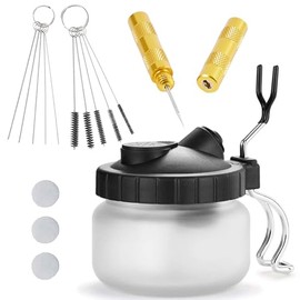 EBEST 4 SET Airbrush Cleaning Kit Repair Tools Needle Nozzle Brush Glass Cleaning Pot Holder