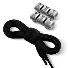 YLOKO Air Force 1 Shoe Laces with AF1 Metal Lace Chrams - 54” Flat Replacement Laces for Sneaker - Black