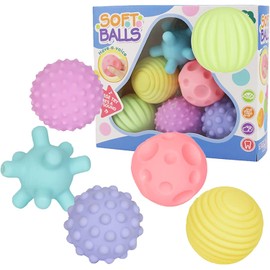 MOSU Pelota Táctil Sensorial, Juegos de Pelota para Agarrar, con Función de Sonido y Textura de Silicona, para Ejercicios Sensoriales y Reconocimiento de Objetos, 6 Piezas