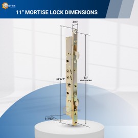 Multi-Point Mortise Lock with 11-3/4" Face Plate and 11" Hole Spacing for Sliding Patio Glass Door | Two Point Locking Mechanism for Patio Sliding Door Lock Latch | Fix and Repair Security Lock