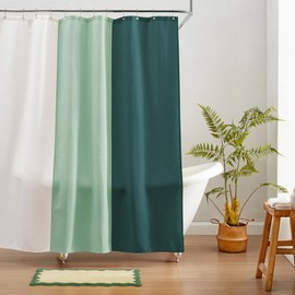 MONDAY MOOSE Colorful Waffle Weave Shower Curtain with Rustproof Metal Grommet Holes for Bathroom, Machine Washable, Hooks Included (72x72 inch, Cream/Dark Teal)