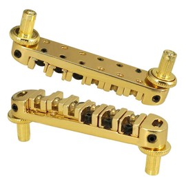 Abr-1 Style Tune-o-matic Bridge Tailpiece Roller Saddle Bridge for Gibson Les Paul Gear Replacement (Gold)
