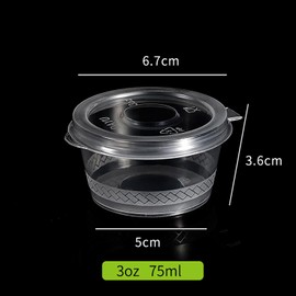 Sonile Round-shaped Disposable Sauce Cup Set - Various Sizes for Convenient Portability and Use (3 oz.)