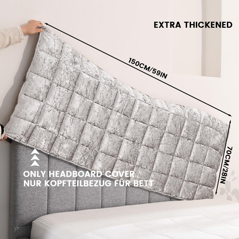Headboard Cover Bed - Thickened Soft Stretch Slipcover Flannel Fabric,