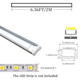 THMOOTHER Clear LED Strip U Channel 10-Pack 6.56FT,17X7.5MM Surface Mounted Tape Light Aluminum Track with Transparent Cover Cabinet,Stairs,Counter,Wall Flush Installed Low Profile (10, 6.56FT)