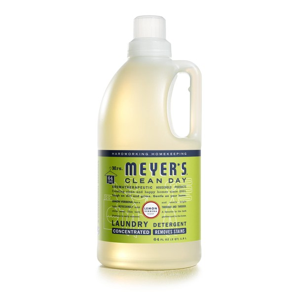 MRS. MEYER'S CLEAN DAY Liquid Laundry Detergent, Biodegradable Formula Infused with Essential Oils, Lemon Verbena, 64 oz (64 Loads)