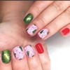 Christmas Press on Nails Green Short Square - ZWENJIE Winter