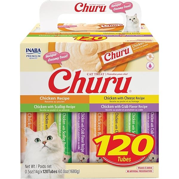 INABA Churu Cat Treats, Lickable, Squeezable Creamy Purée with Vitamin