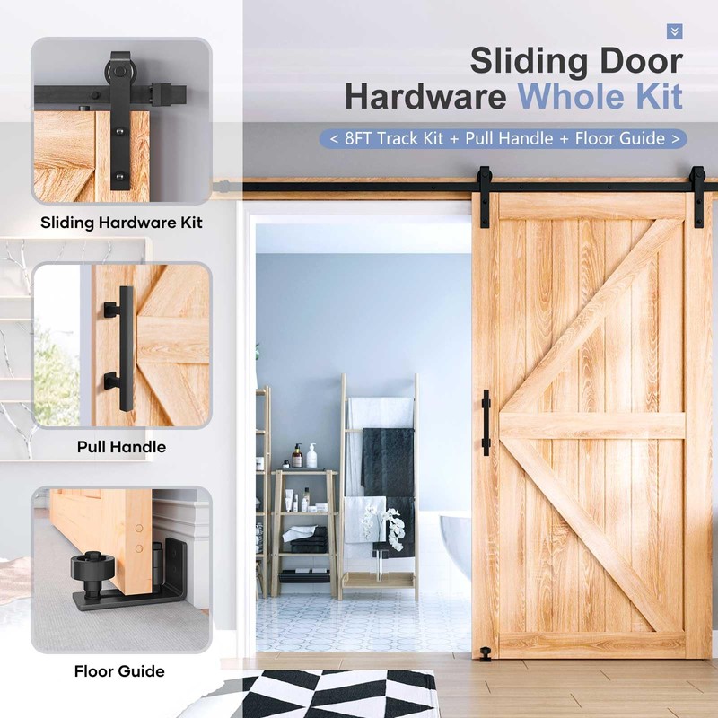EaseLife 8 FT Sliding Barn Door Track and Handle Hardware