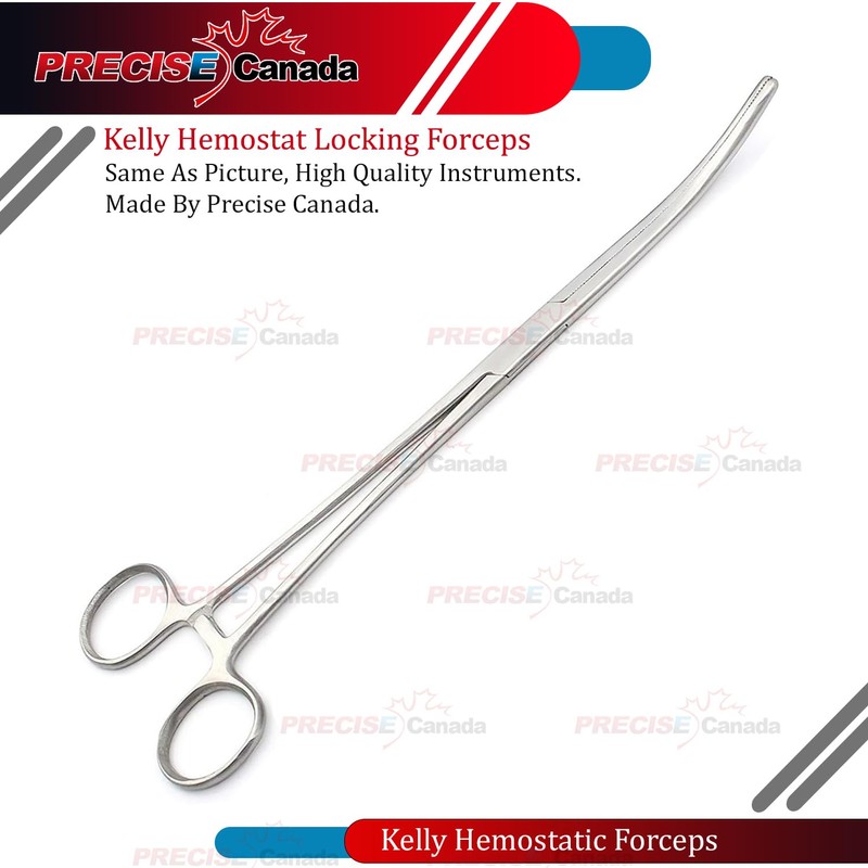 PRECISE CANADA: 10" Kelly HEMOSTAT Locking Forceps (Curved)