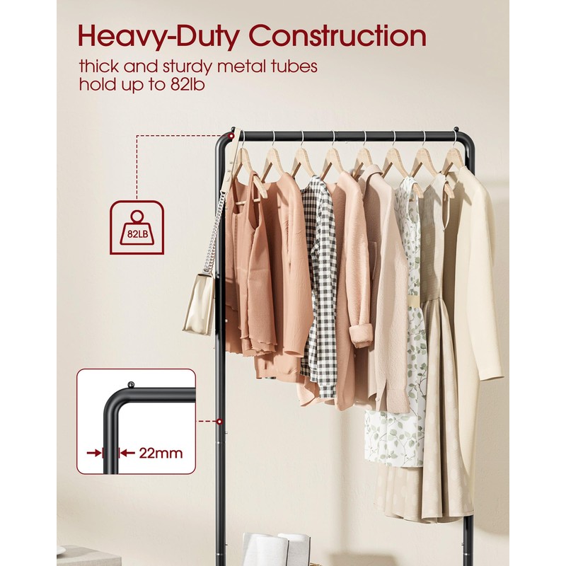 Sakugi Clothes Rack - Clothing Rack with Storage Mesh Shelf