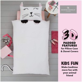"Transform Bedtime with the Enchanting 3D Cat Adventure: Gaveno Cavailia Kids Duvet Set – Padded Animal Shaped Bedding with Reversible Design, Easy Care, and 2-Piece Set for a Dreamy Slumber