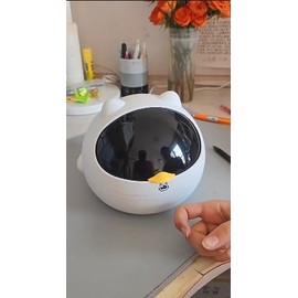 Cat-Shaped Bird Nest House, White Dome Design with Black Window, Indoor Pet Resting Spot