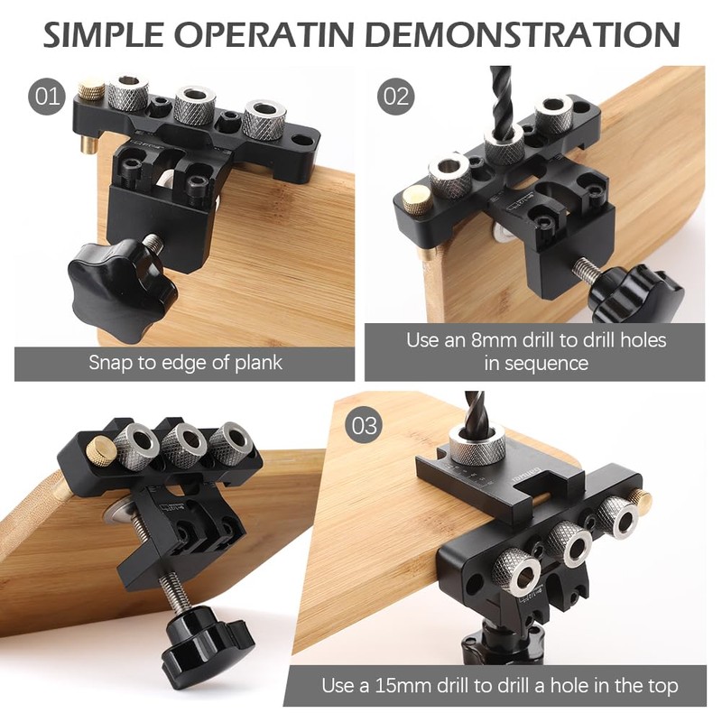 3 in 1 Dowel Jig Kit Kannino Self Centering Doweling