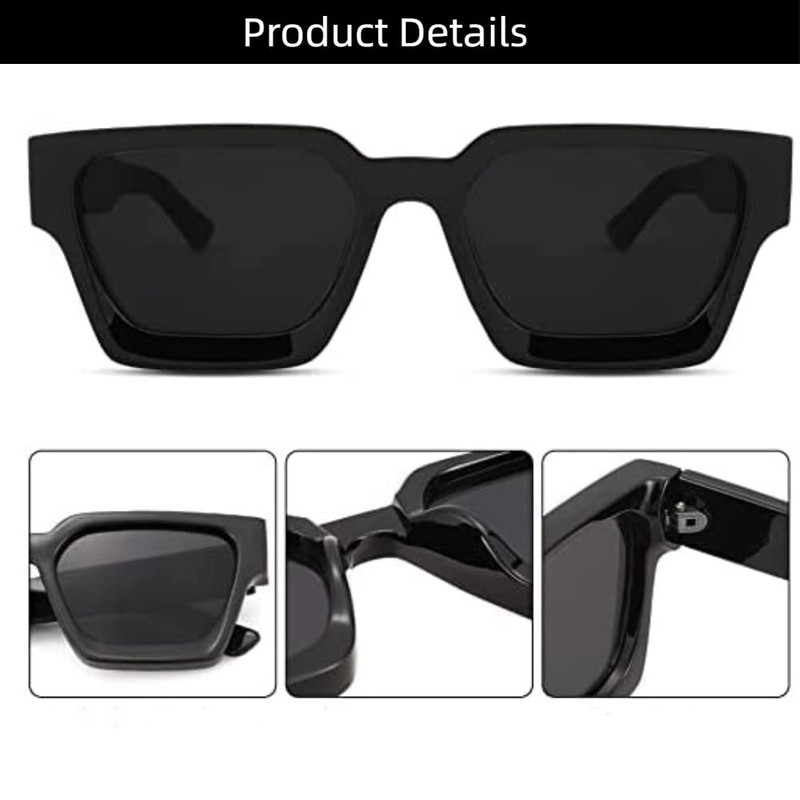 WDZAYXC Vintage Rectangular Sunglasses for Women Men Chunky Rectangle Sunglasses