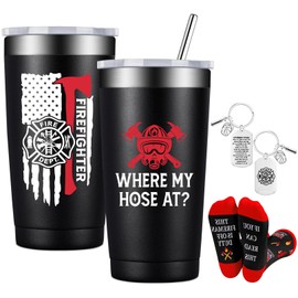 BIRGILT Firefighter Gifts for Men, Women - Fireman Fire Fighter Gifts for Fathers Day, Birthday, Graduation, Christmas - Where My Hose at Firefighter Tumbler 20oz