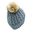 C.C Beanie Women’s Thick Cable Knit Faux Fuzzy Fur Pom