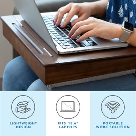 LAPGEAR Schoolhouse Lap Desk with Storage Compartments - Acacia Wood - Java - Style No. 45072