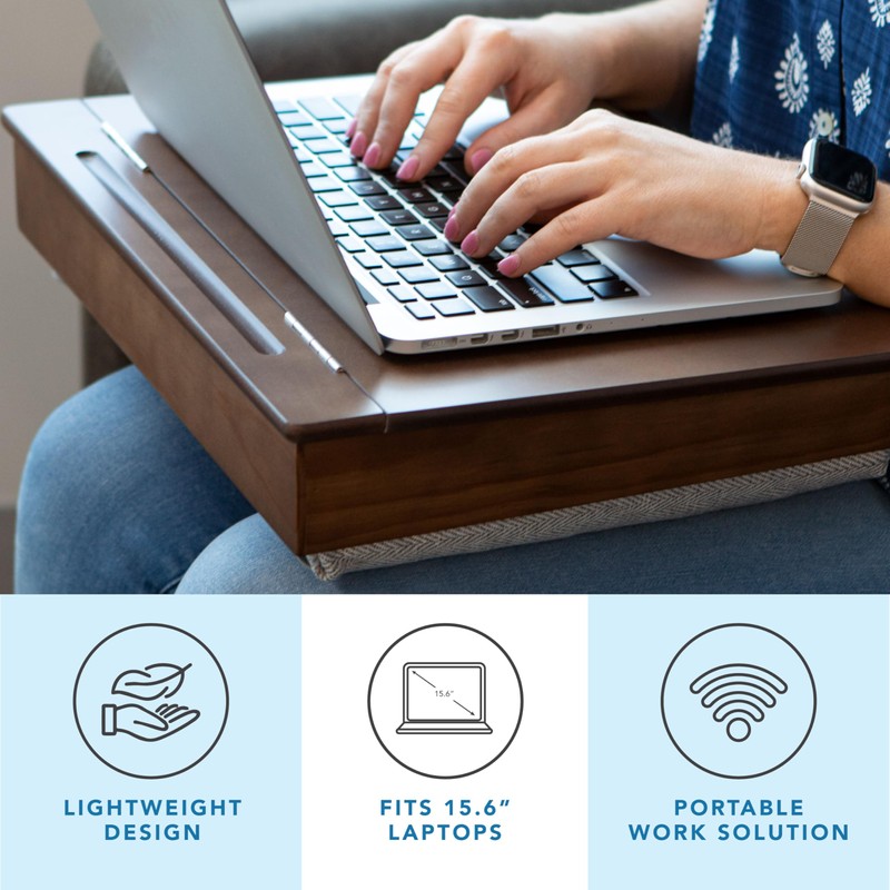 LAPGEAR Schoolhouse Lap Desk with Storage Compartments - Acacia Wood