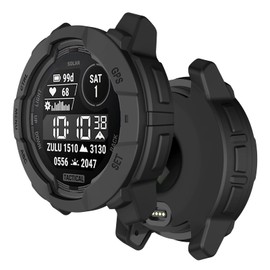 OVERSTEP Rugged TPU Case Cover Compatible with Garmin Instinct 3 50mm, Shockproof Anti-Scratch Anti-Drop Protective Bumper Case Replacement, Smart Watch Accessories (Black)