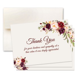 15 Sympathy Acknowledgement Cards, Funeral thank you cards, Includes Envelopes