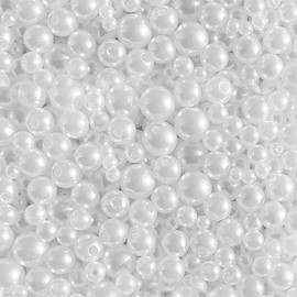 HILELIFE 1500pcs Pearl Beads for Jewelry Making, 4mm 6mm 8mm 10mm Round Loose Pearls Beads with Hole, Bracelet Pearls for Crafts, White Pearls for Jewelry Making