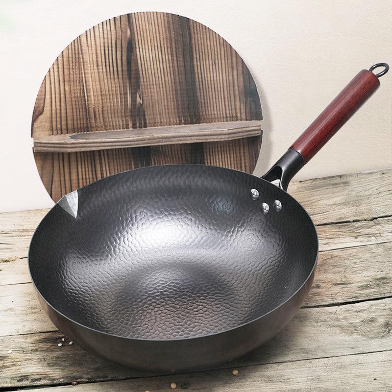 Iron Pan Traditional Iron Wok Handmade - format: Glass cover