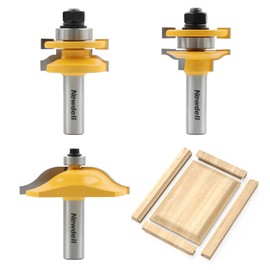 Newdeli 3Pcs Raised Panel Router Bits 1/2" Shank Cabinet Door Router Bit Set (Tenon Cutter Diameter: 1-5/8") Ogee Rail and Stile Router Bits Tongue and Groove Router Bit Set Woodworking Tools